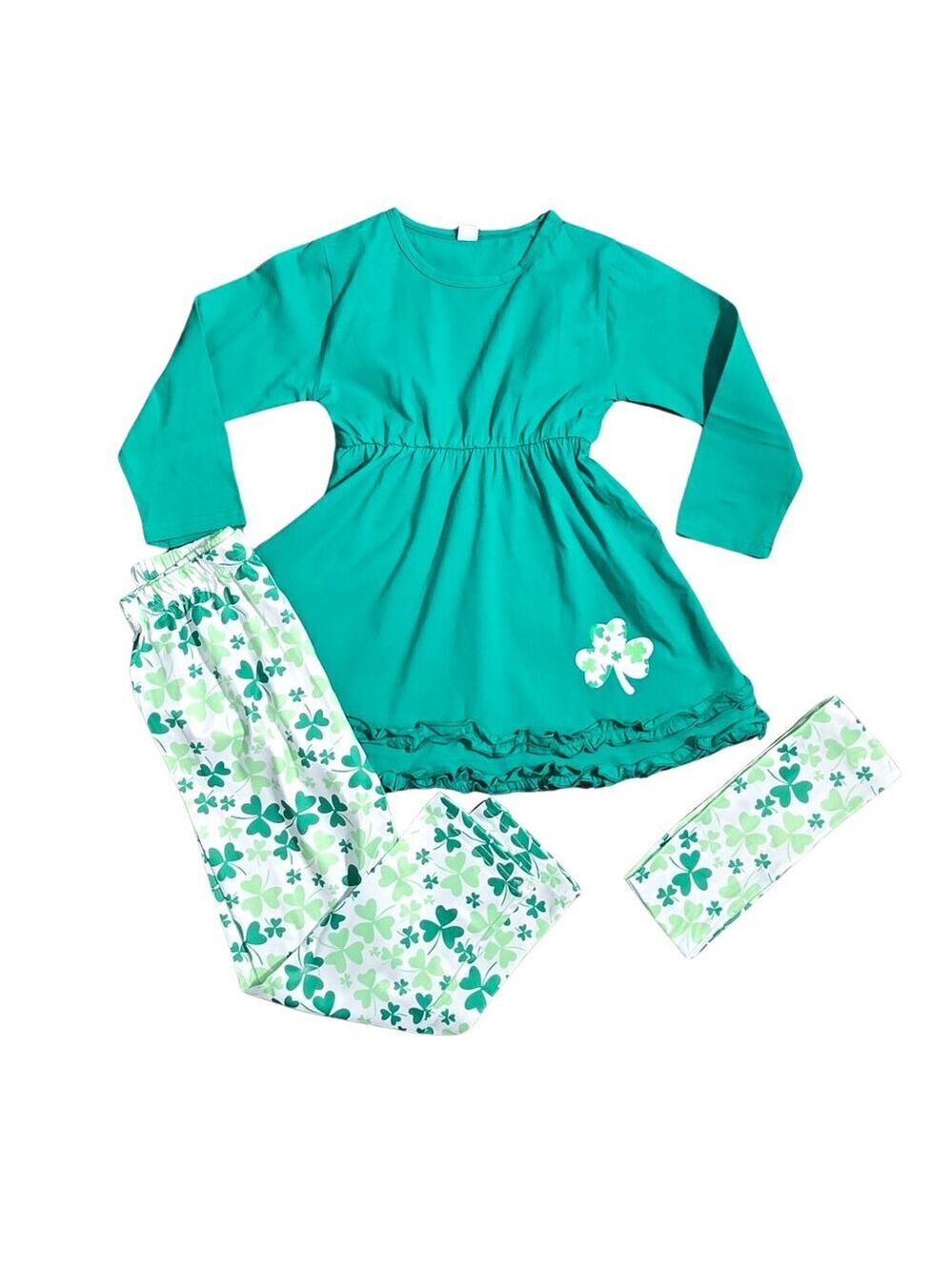 NWOT | St. Patrick's Day 3-Piece Outfit Set | Tunic, Leggings & Headband | 8/10y